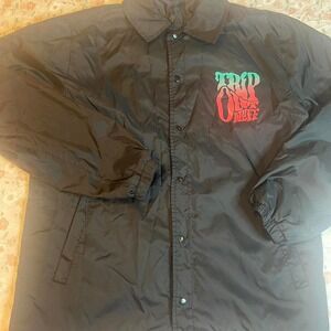 Neff "Trip Out" Coach Jacket Size M Black Windbreaker Streetwear Skate Style